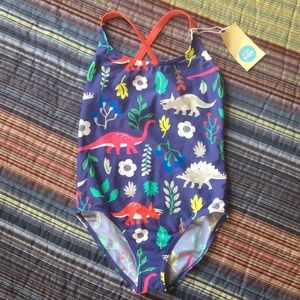 New Mini Boden Dinosaur Floral Swimsuit size 11-12y